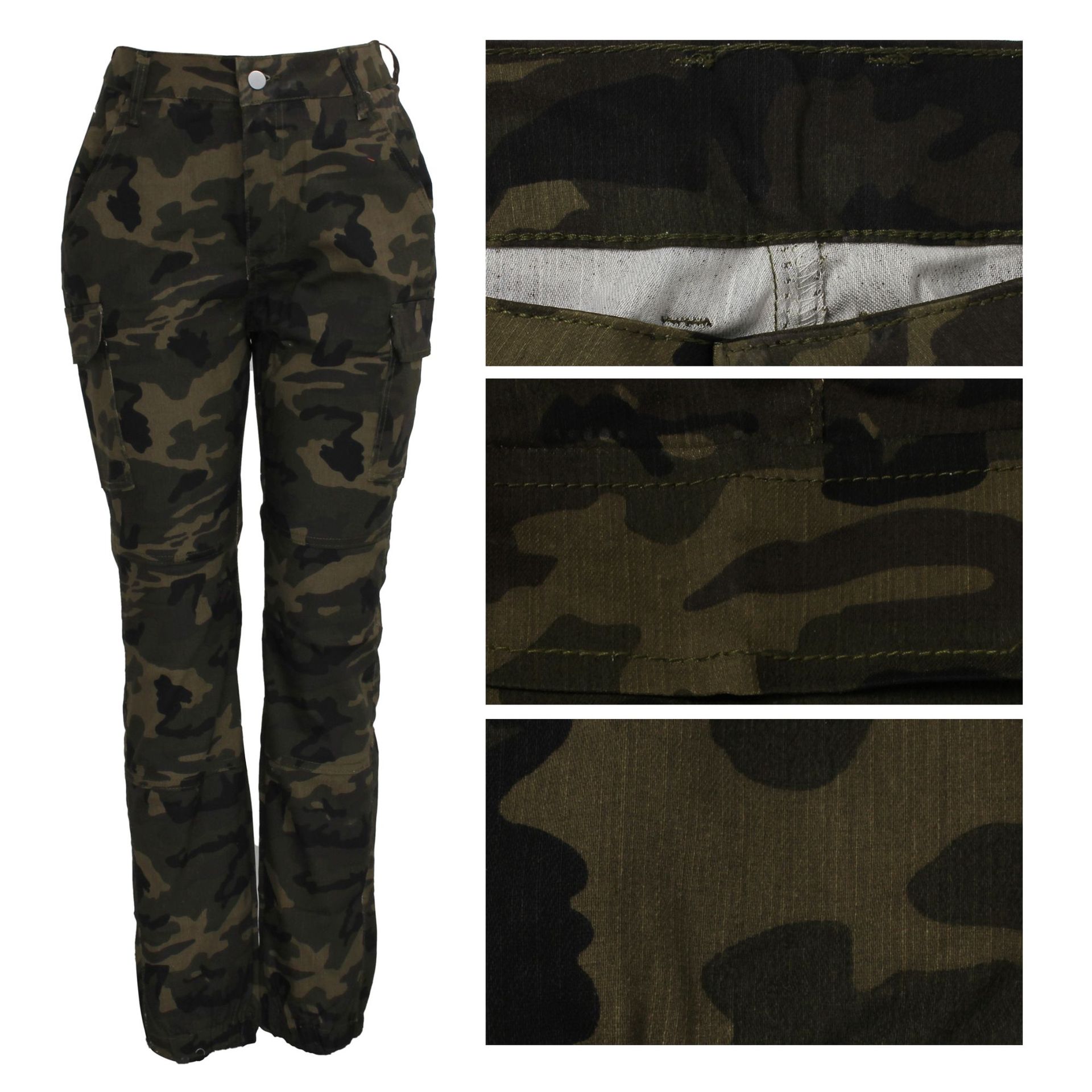 Robe femme slim imprimé camouflage décontracté petit pied pantalon_voghion.com