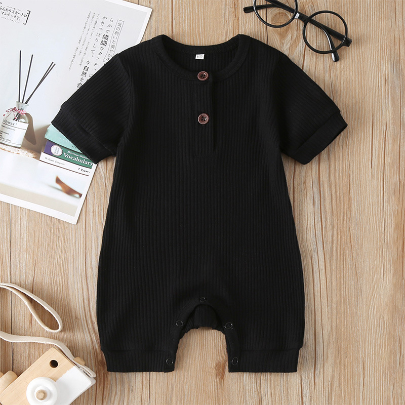 2021 New Multicolor Fashion Baby Solid Color Summer Short-sleeved Romper display picture 9