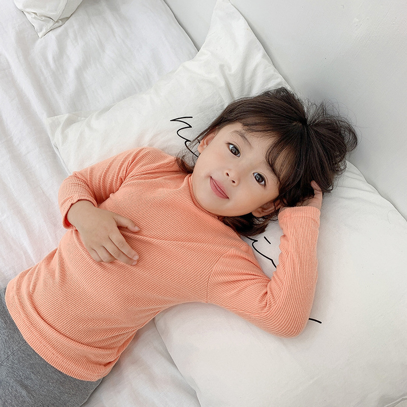 2020秋装新款韩国小童装磨毛坑条绒打底衫男女童宝宝长袖t恤|ru