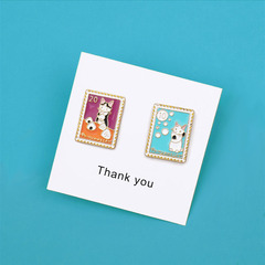 郵票貓咪胸針女可愛日系徽章卡通別針裝飾創意百搭扣針書包包配飾