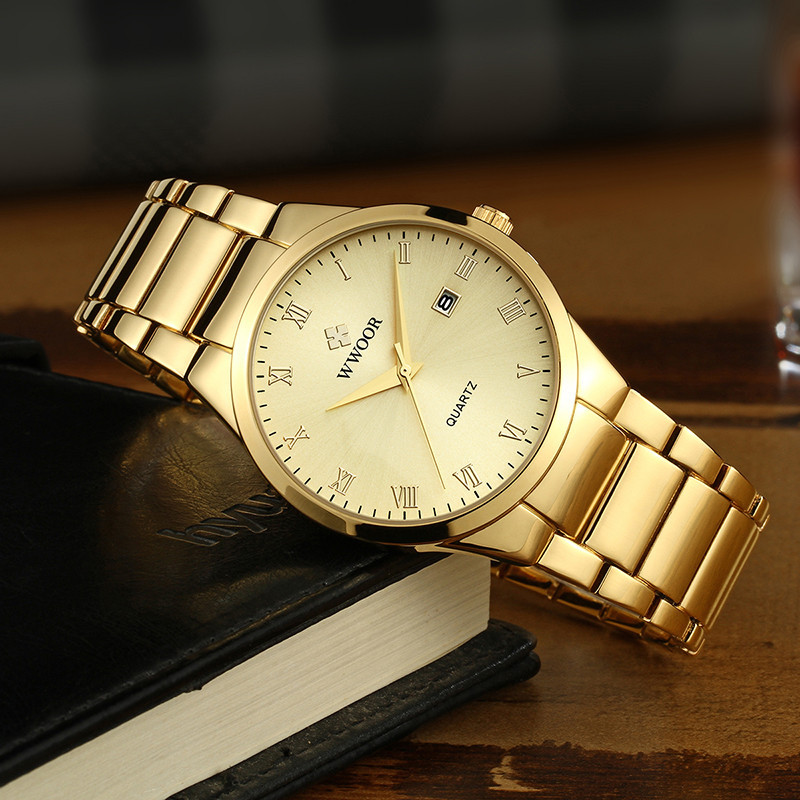 WWOOR con amor de los nuevos hombres de negocios reloj de cuarzo calendario impermeable reloj redondo cabeza casual Bowl Watch 8830