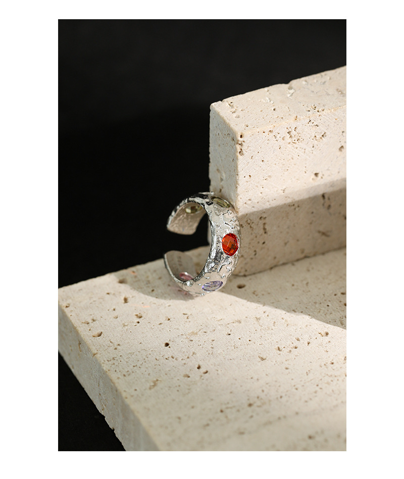 Fashion Round Sterling Silver Open Ring Plating Inlay Zircon 925 Silver Rings