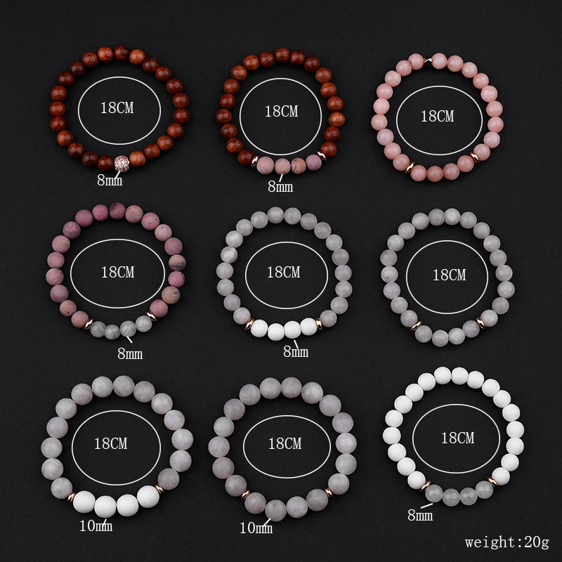 20g Weight Bracelets Classification Simple Style Round Natural Stone Bracelets