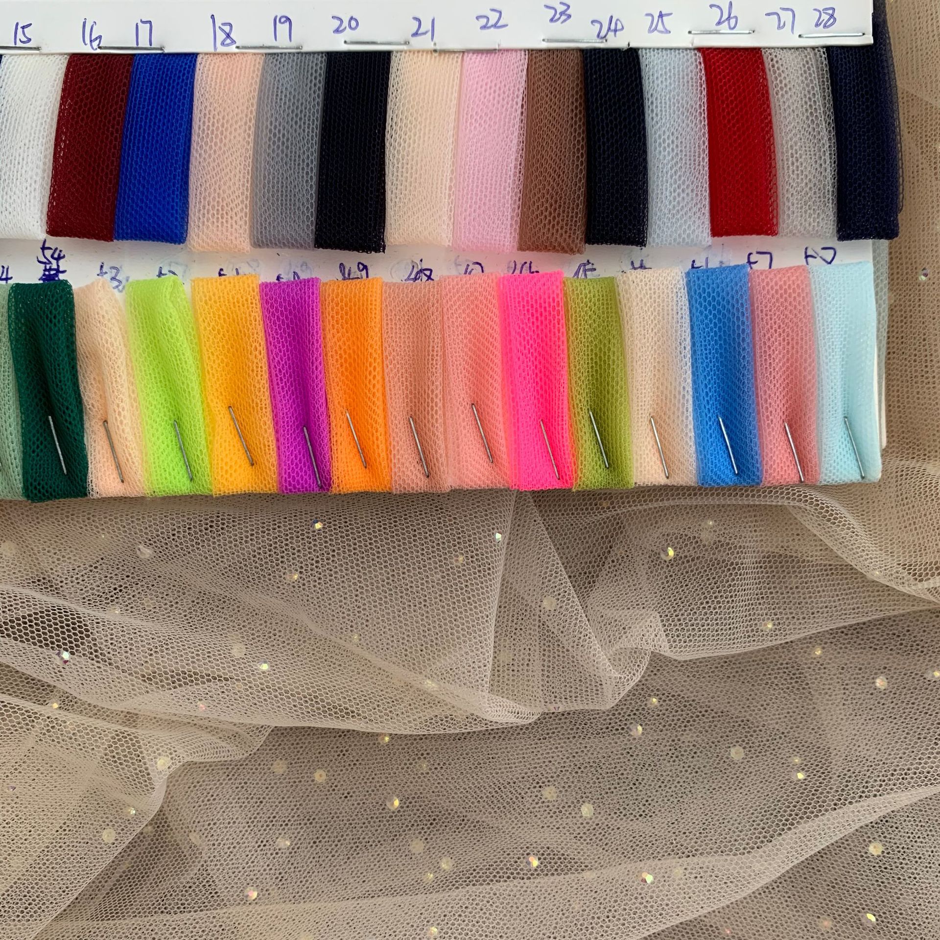 Tela de malla de alta calidad hecha a mano rhinestone diamante mágico malla hanfu Lolita vestido de novia cortina tela de Mantel