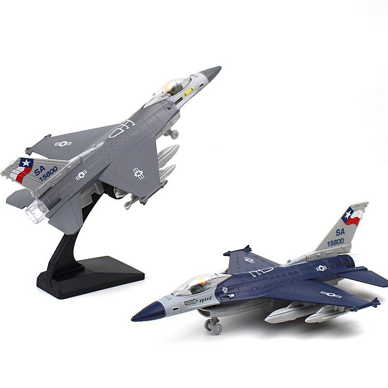跨境玩具合金战斗机F16模型 声光回力航空军事飞机模型摆件礼品