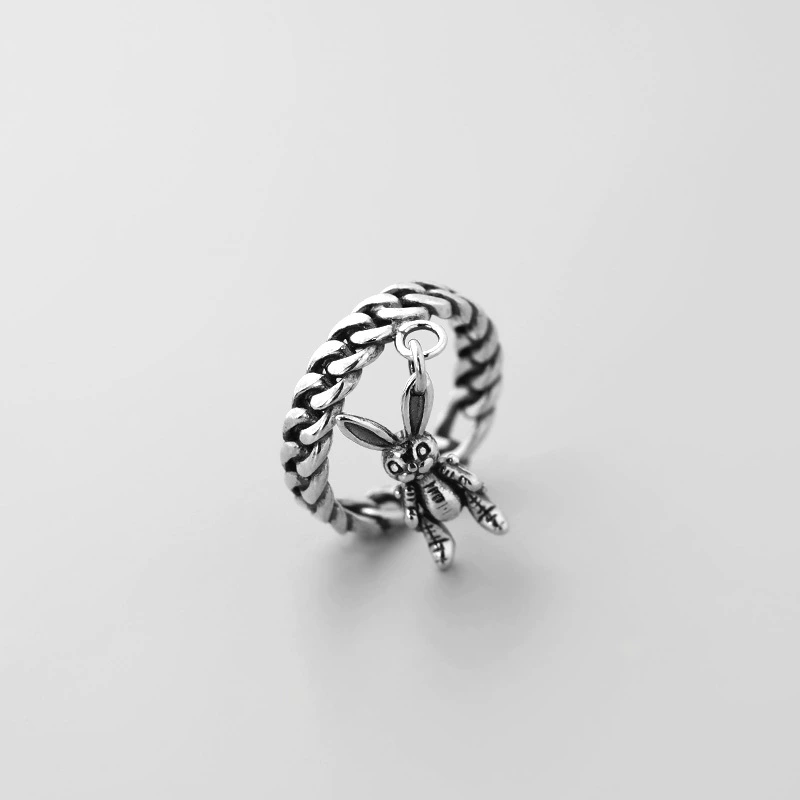 Fashionable ring, retro zirconium, silver 925 sample