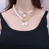 Retro copper accessory, necklace from pearl, chain, European style