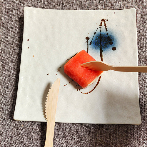 Disposable bamboo knife, fork, and spoon set, individually packaged cake knife, fruit fork, and soup spoon, thickened, biodegradable