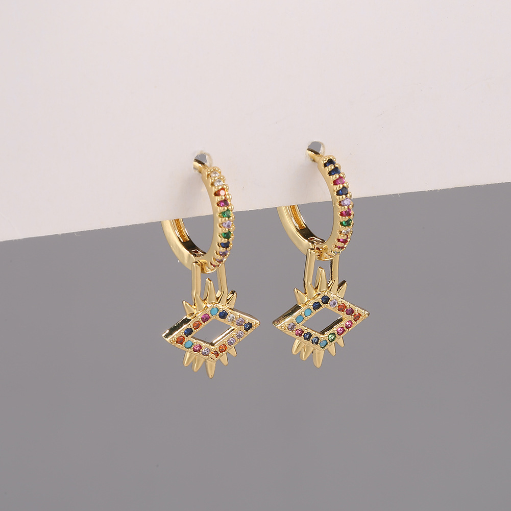 Boucles D&#39;oreilles En Zircon De Couleur Géométrique display picture 4