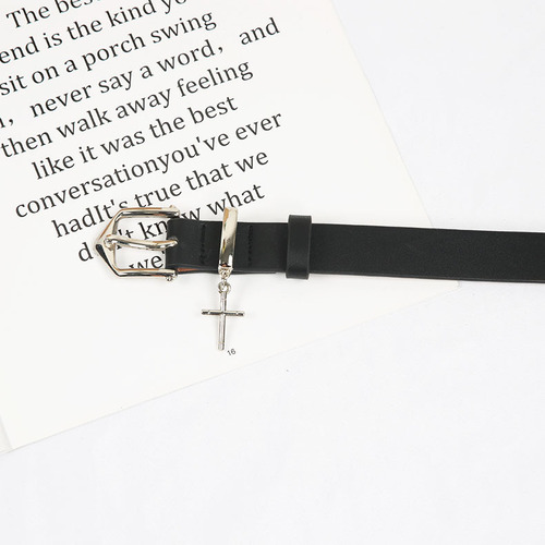 New pin buckle casual simple belt fashion personalized button jeans dress decorative black belt