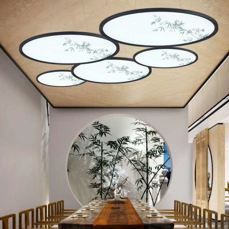 定制吊装超薄面板吊灯办公铝材吧台圆形台球桌简约现代鱼线大灯具|ru