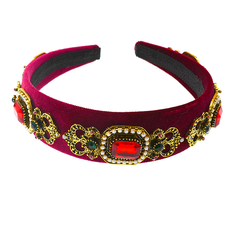 New Fashion Rhinestone Pearl Headband Wide-edged Velvet Non-slip Cheap Headband Wholesale display picture 18