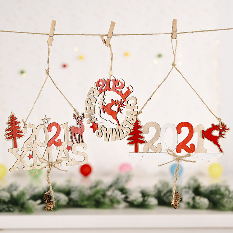 Christmas Decoration Letter Card Wooden Pendant display picture 14