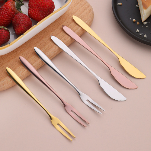 Manufacturer stainless steel fruit fork wholesale logo birthday cake knife and fork set gift tableware Mid-autumn moon cake knife and fork
