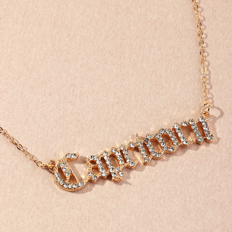 fashion  retro  diamond twelve constellation necklace