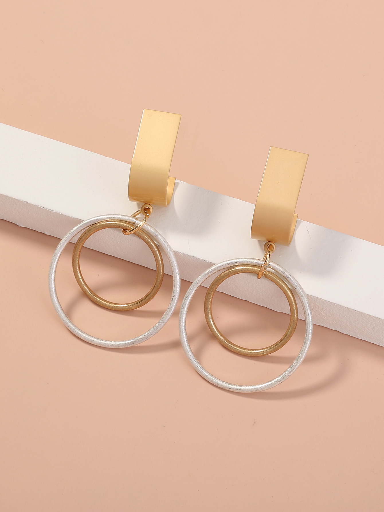 Fashion Double-layer Circle Creative Exaggerated Earlobe Earrings Wholesale display picture 4