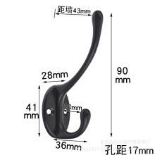 90MM喷黑色仿古厚实钩单钩实用挂钩挂衣钩壁挂钩锌合金挂钩大衣钩