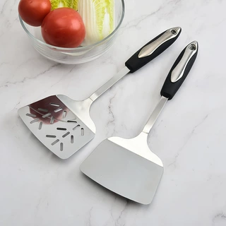 批发不锈钢烹饪厨具煎铲锅铲2件套 家用厨房不锈钢炒菜锅铲2件套