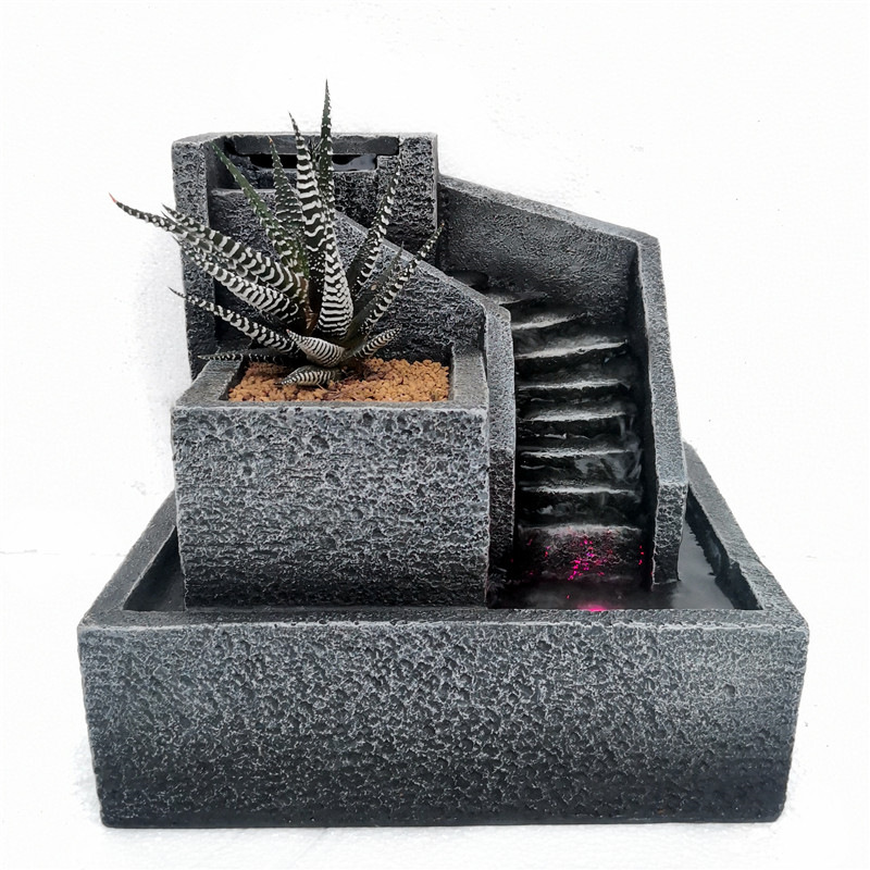 跨境直销几何款流水喷泉摆件办公桌面树脂工艺品家居饰品产地货源