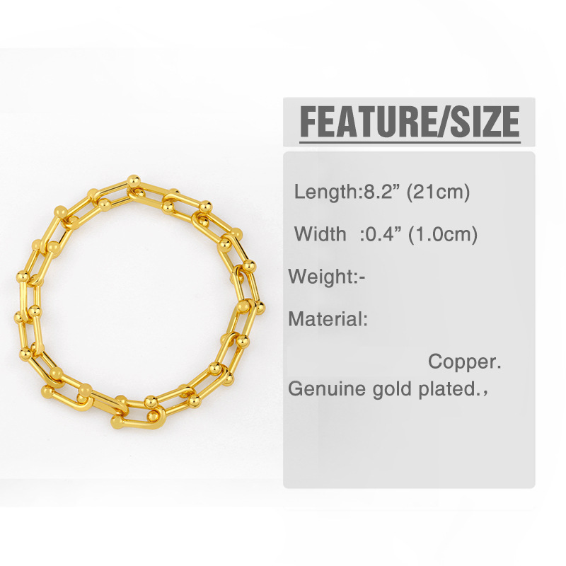 Fashion thick chain niche gold U-shaped lock copper necklace clavicle chain for women