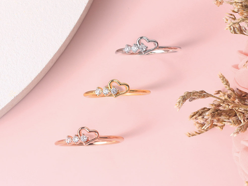 Fashion Heart Shape Copper Inlay Zircon Rings 1 Piece