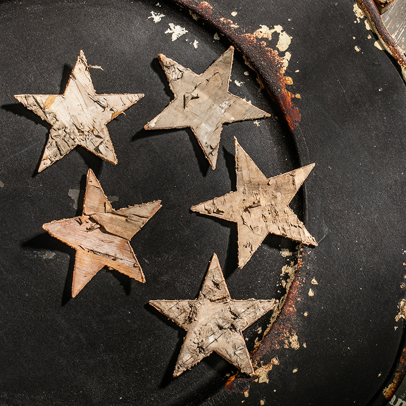 Artesanías de corteza de tronco Jardín europeo creativo de Navidad alce pentagramas amor accesorios de árbol de Navidad