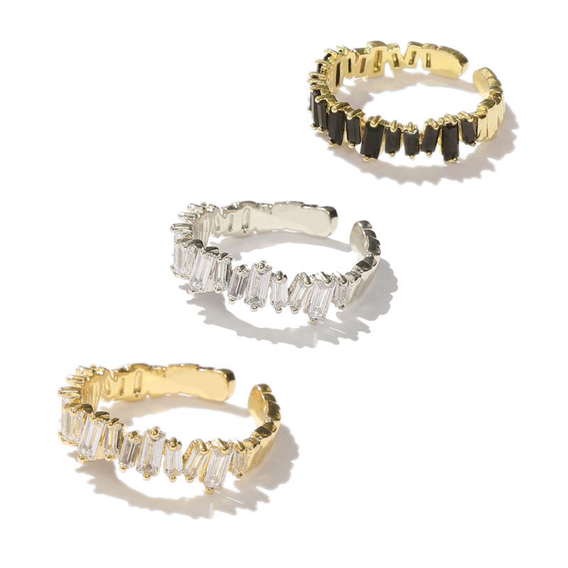 14g Weight Zircon Inlay Material Rings Classification 1 Piece Simple Style Square Copper Inlay Zircon Rings