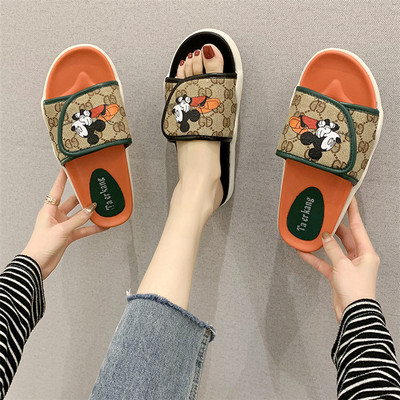 拖鞋2020新款夏外穿网红爆款米奇凉拖鞋时尚一字拖鞋魔术贴懒人鞋|ms