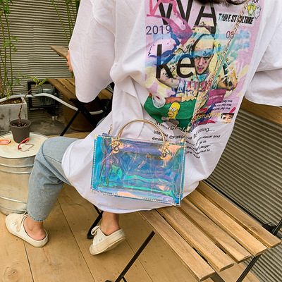 鐳射透明小女包2019新款單肩包韓版百搭斜挎包夏天ins超火果凍包