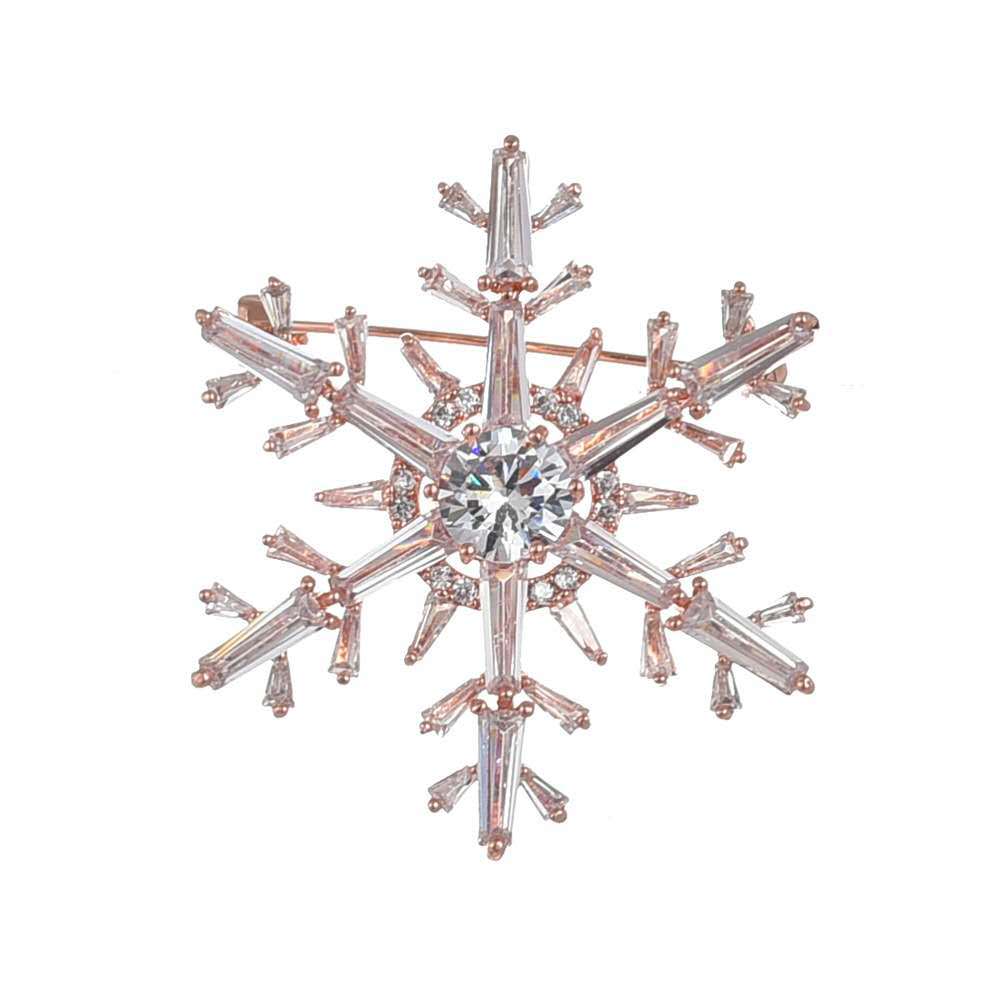 Estilo coreano nuevo copo de nieve ramillete de cobre femenino micro incrustaciones de circón broche de gama alta accesorios de ropa pin moda ramillete al por mayor
