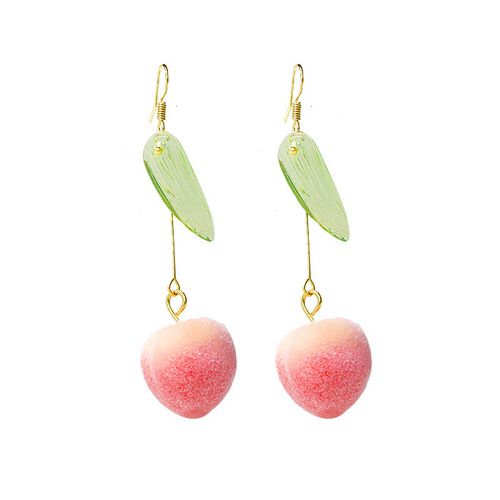 Korean New Stylish and Versatile Peach Ear Drops, High-Grade Cute Acrylic Earrings, High-Quality Wholesale