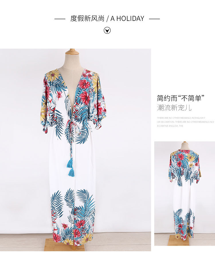 Summer  New  Printing Two-end Flower Cardigan Large Size Beach Sunscreen Bikini Outer Cover Swimsuit Smock  Nihaojewelry Wholesale display picture 9