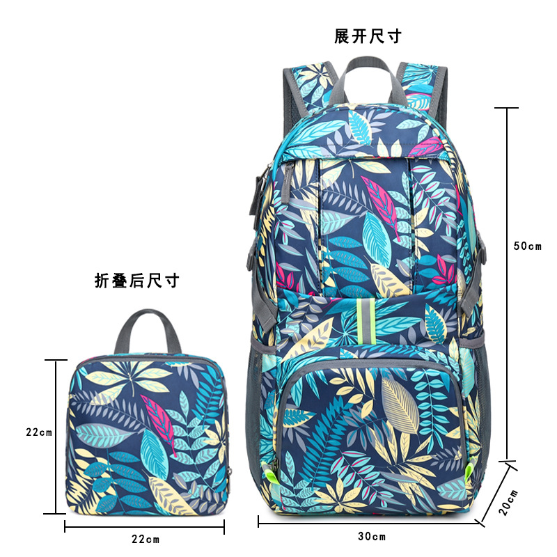 輕便印花尼龍折疊背包登山戶外運(yùn)動(dòng)騎行背包徒步旅行雙肩包女