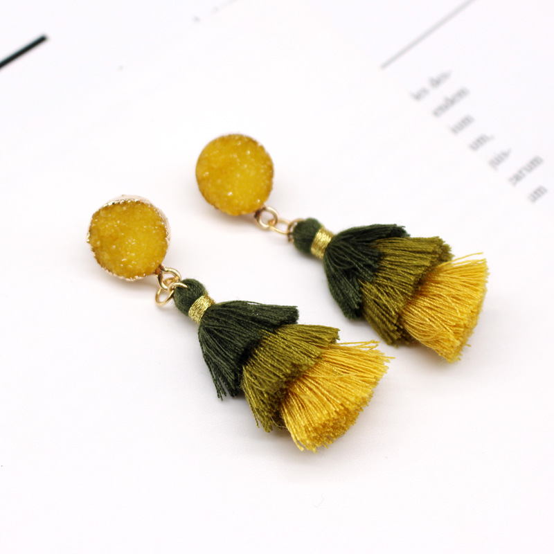 Fashion Jewelry Imitation Natural Stone Tassel Earrings Multi-layer Earrings Imitation Crystal Bud Resin Earrings display picture 5