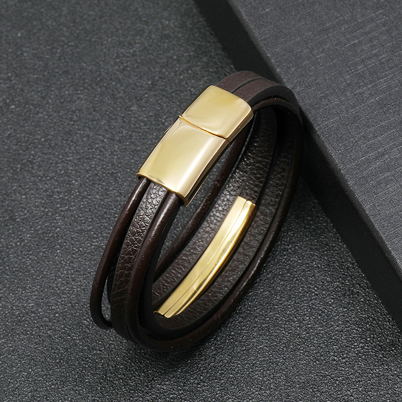 fashion  brown  stainless steel braided bracelet