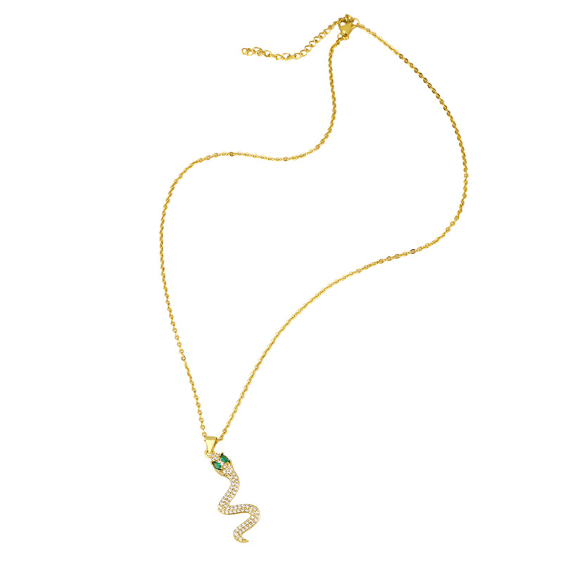 Mode Schlangenanhänger Einfache Diamant Nische Schlüsselbein Kupfer Halskette Für Frauen display picture 5