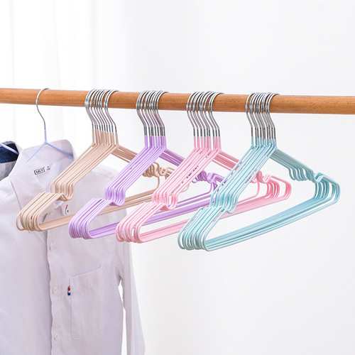 Household plastic-impregnated clothes hangers for drying, non-slip stainless steel clothes hangers, traceless clothes drying racks, creative metal clothes hangers