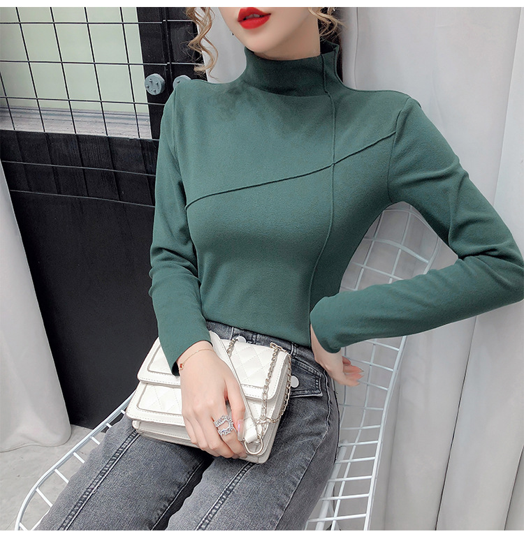 Women's T-shirt Long Sleeve T-shirts Patchwork Fashion Solid Color display picture 1
