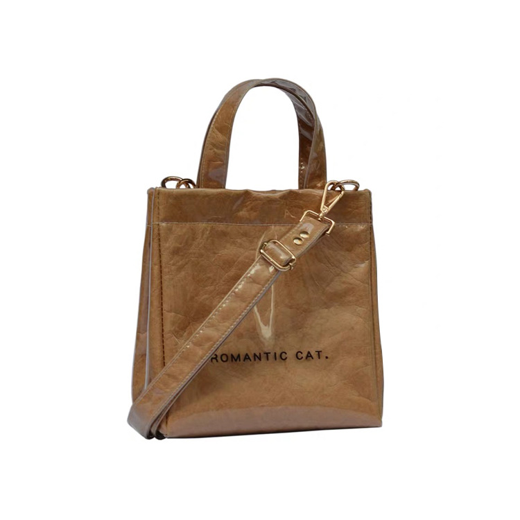 預售PVC牛皮紙袋PVC杜邦紙斜跨手提袋個性定制塗鴉杜邦紙購物袋