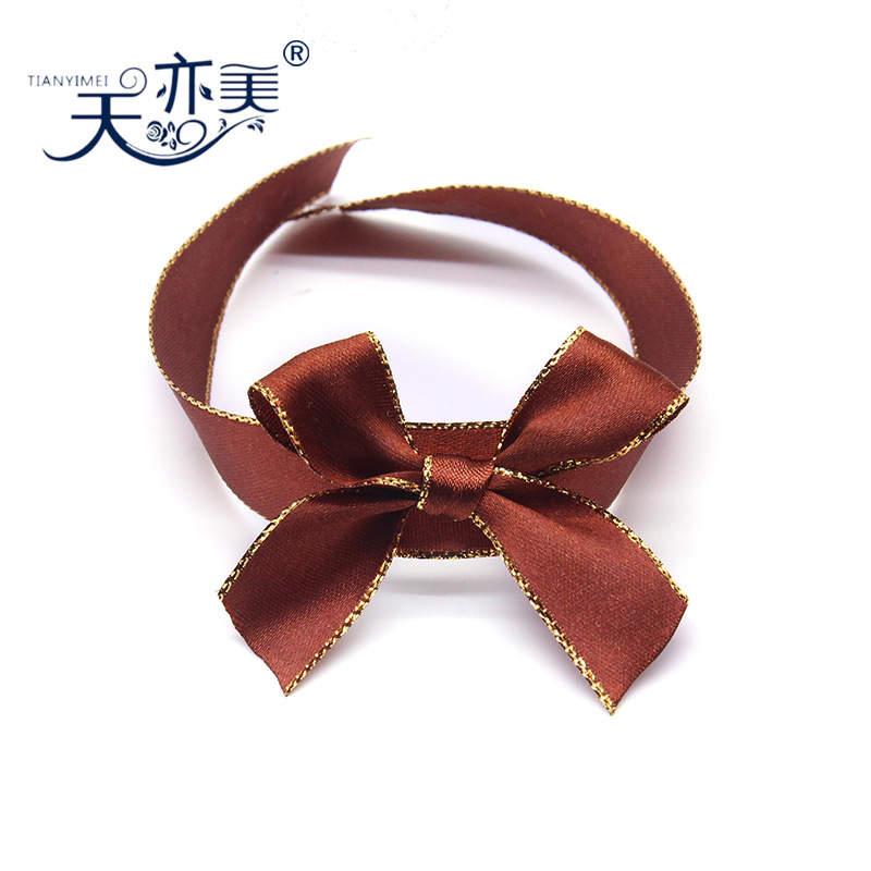 Botella de perfume al por mayor cinta decorativa arco 2cm doble borde de oro cinta mano arco