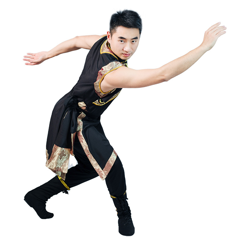 Ropa de rendimiento de la danza Xizanga ropa de rendimiento de la minoría adulta Examen de arte de los hombres ropa de práctica de la Universidad personalización de la túnica mongol