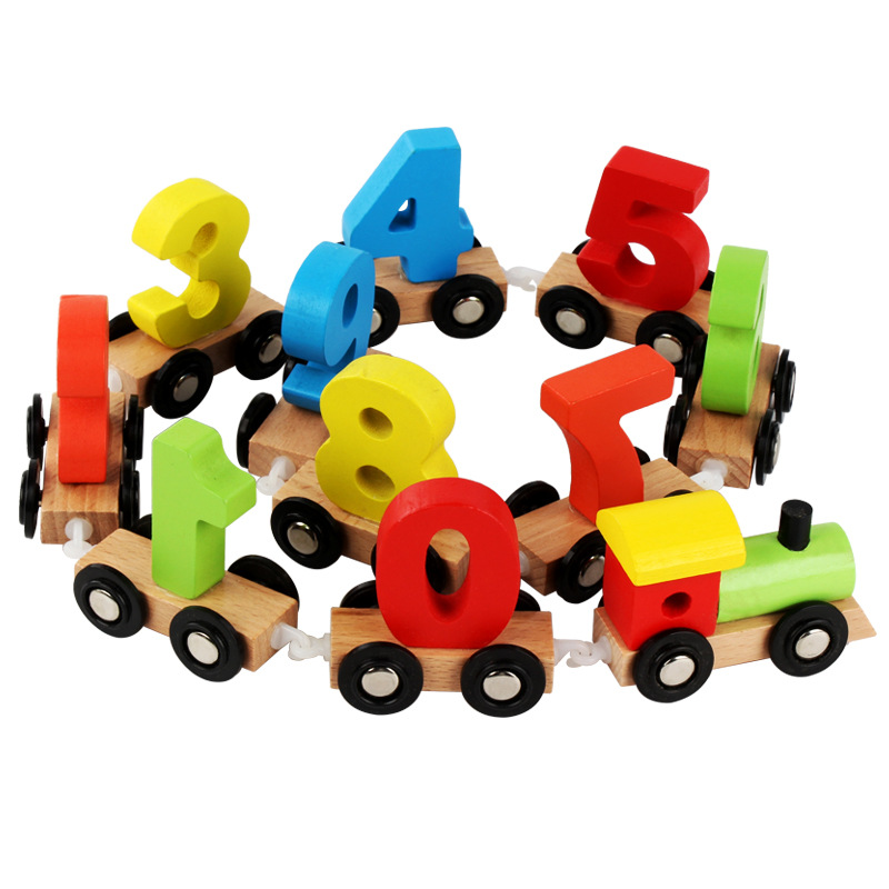 儿童益智早教厂家直供木制数字母小火车拼接组合幼儿认知学习具玩