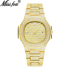 MISSFOX watch European and American high-end fashion calendar diamond-set gypsophila waterproof quartz men's watch