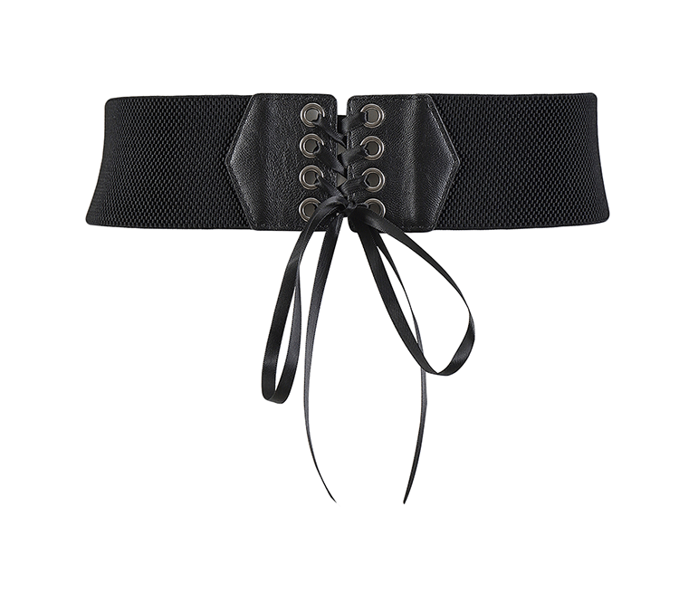 Letter Pattern Black Belt Women Wide Decoration Elastic Girdle
