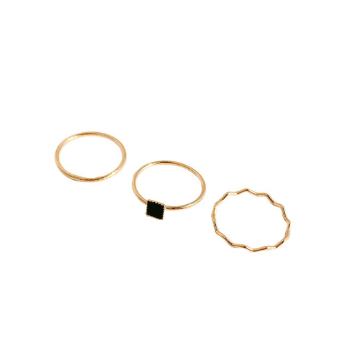 Korean fashion personality combination ring for women ins cold style niche design joint ring black zircon index finger tail ring