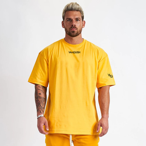 European and American hip-hop style short-sleeved sports fitness large size t-shirt men's running casual cotton workout clothes drop shipping