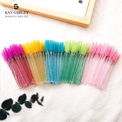 爆款一次性水晶杆睫毛刷彩色实心杆便携款眉毛刷螺旋睫毛卷批发|ms