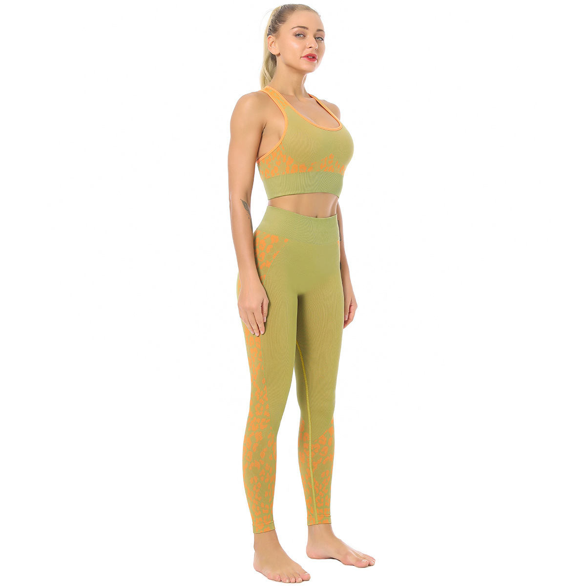 wicking seamless knitted camouflage yoga two-piece  NSLX14706