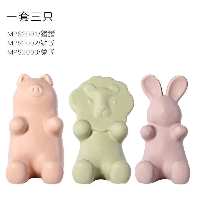 Estilo nórdico creativo lindo animal de cerámica teléfono móvil hucha decoración del hogar artesanía adornos al por mayor