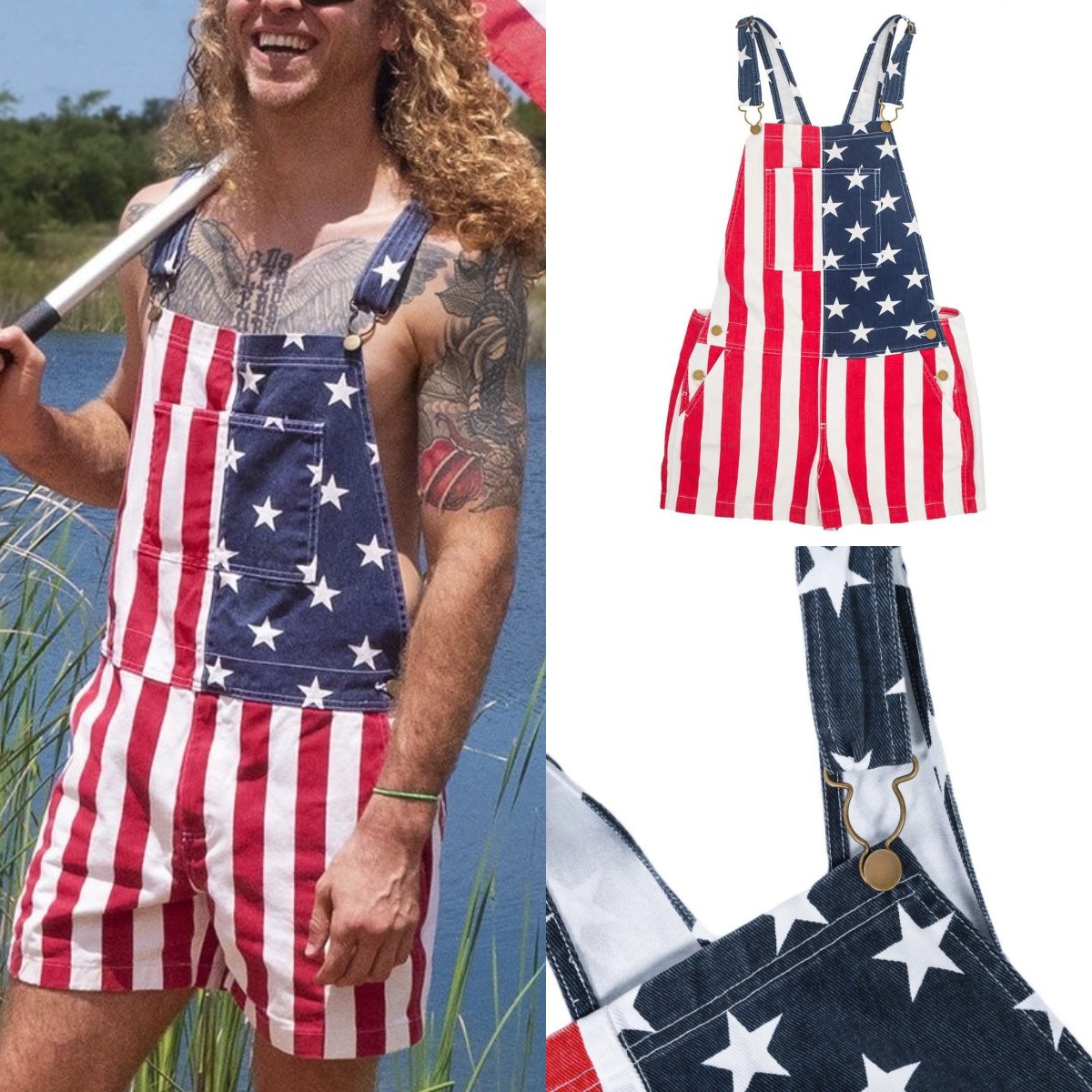 Summer New American Independence Day Flag Couple Backpants_voghion.com